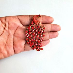 Red Rhinestone Peacock Brooch/Pendant